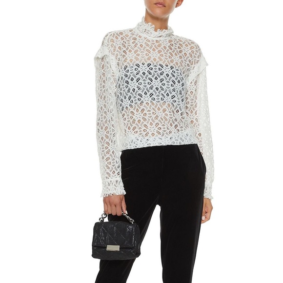Sandro Tops - SANDRO Coleta ruffle-trimmed corded lace blouse